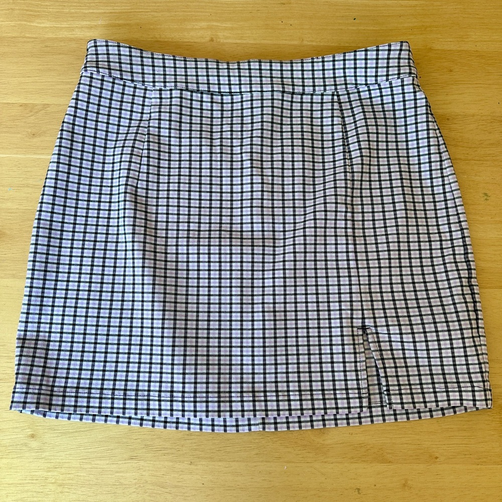 Garage Black and Pink Checkered Mini Skirt, Size Large